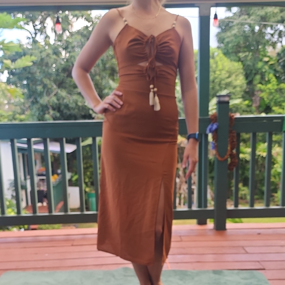 Elegant Brown Midi Dress